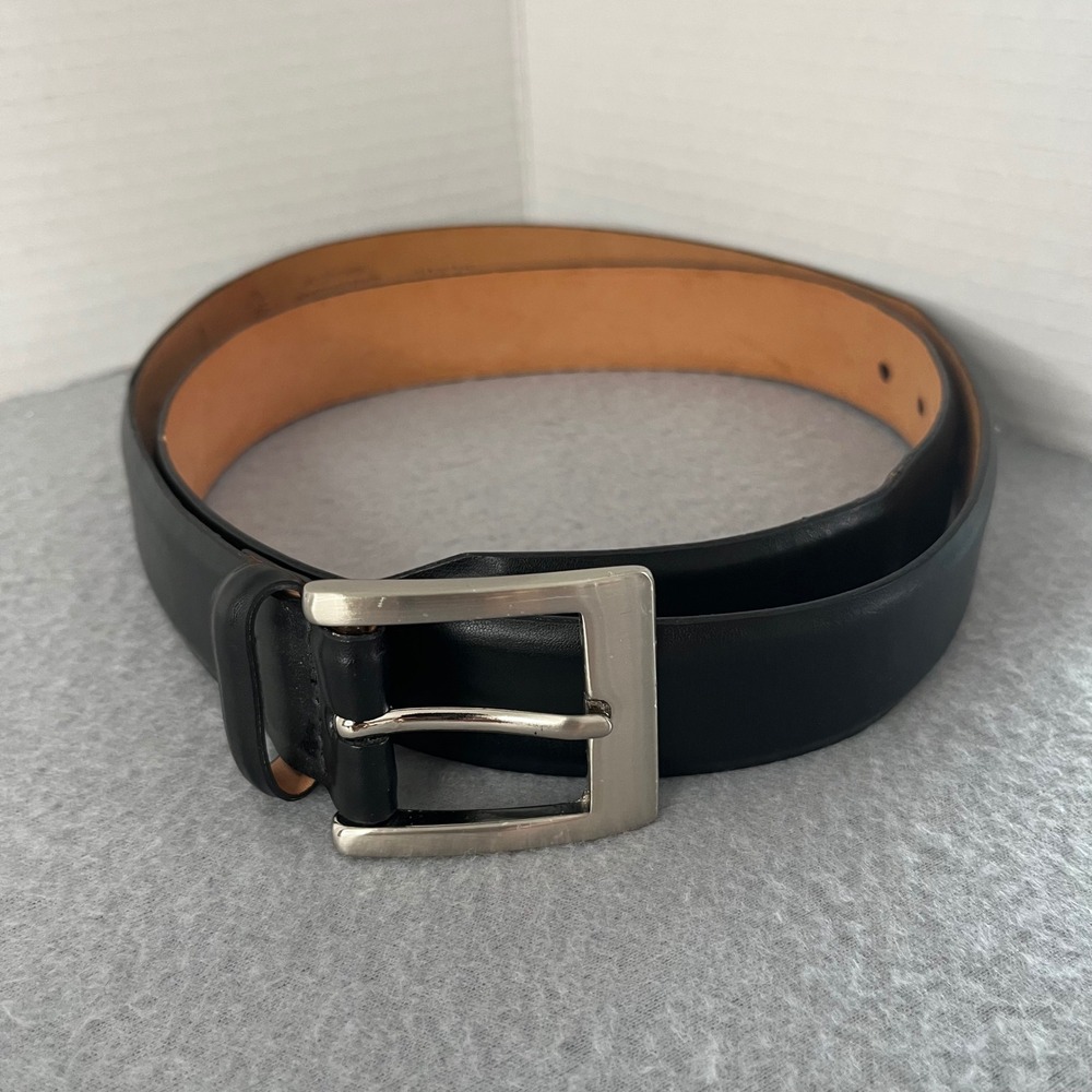 Martin Dingman Mens Black Leather Belt 42 105 Milled Finish Buckle made in USA